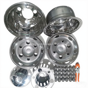Simulatori di ruote doppie in acciaio inossidabile lucidato da 17 pollici, copriruota con bulloni, coprimozzi a 6 alette con strumento di installazione